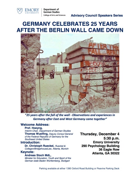 25 Years after the Fall of the Berlin Wall (Emory U)
